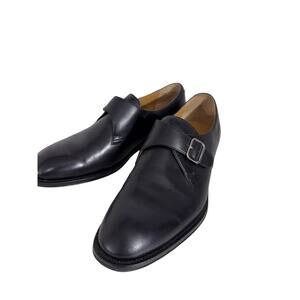 "LANDS END" Leather Black Buckle Shoe Size 10 Slip On Dress Shoes Mens